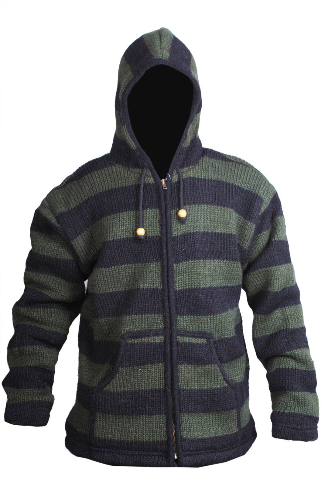 Men's Striped Zip Up Hooded Jacket