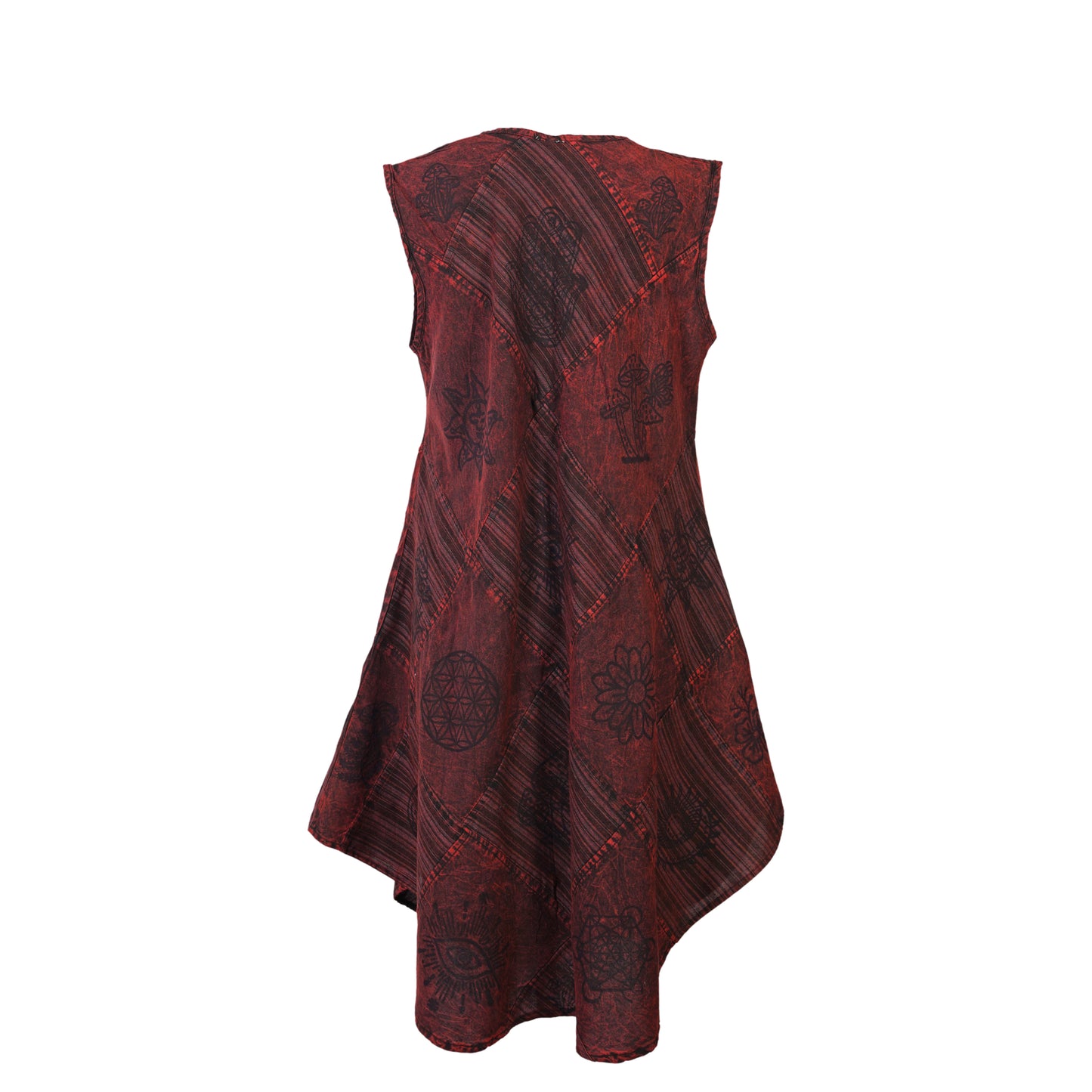 Women's Midi Boho Patchwork Print Sleeveless Hippy Festival Summer Dress