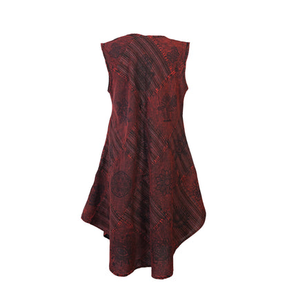 Women's Midi Boho Patchwork Print Sleeveless Hippy Festival Summer Dress
