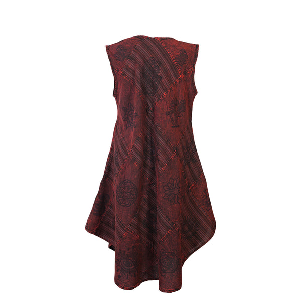 Women's Midi Boho Patchwork Print Sleeveless Hippy Festival Summer Dress