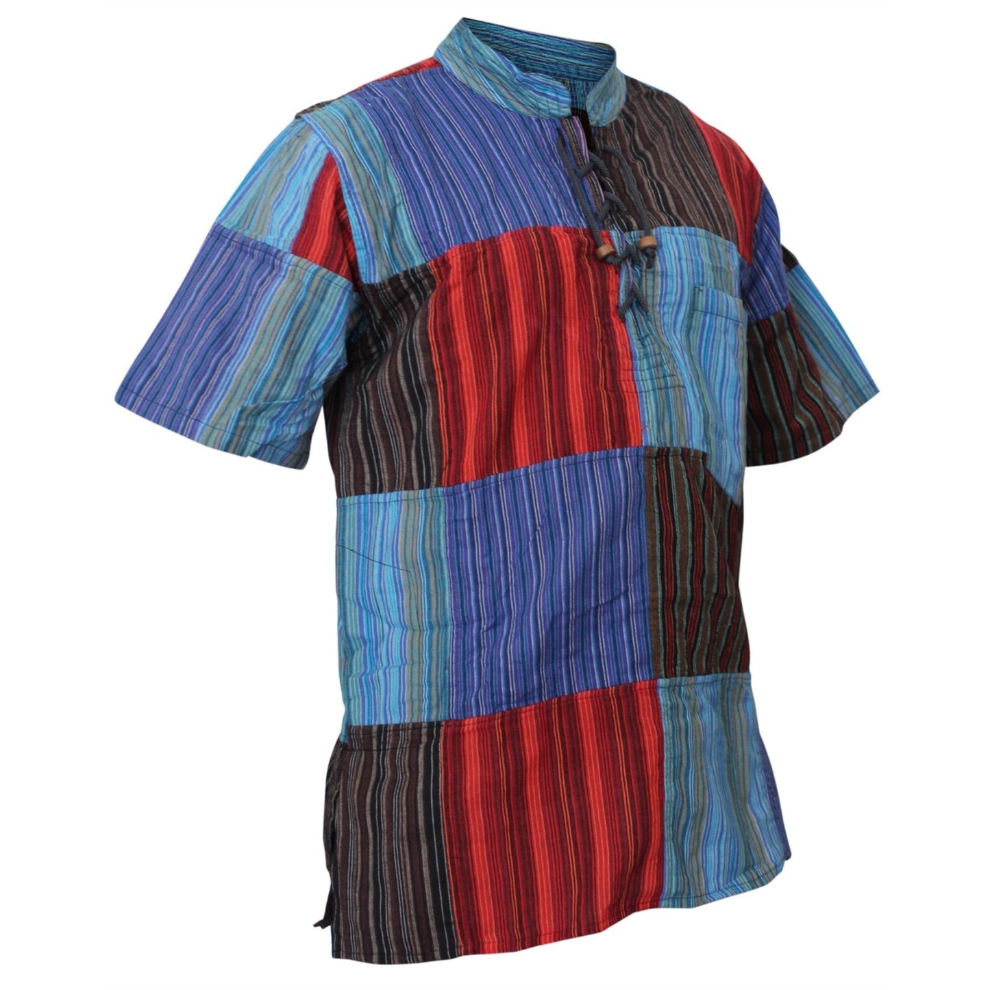 MENS SHORT SLEEVED COLORFUL HIPPIE GRANDAD SHIRT