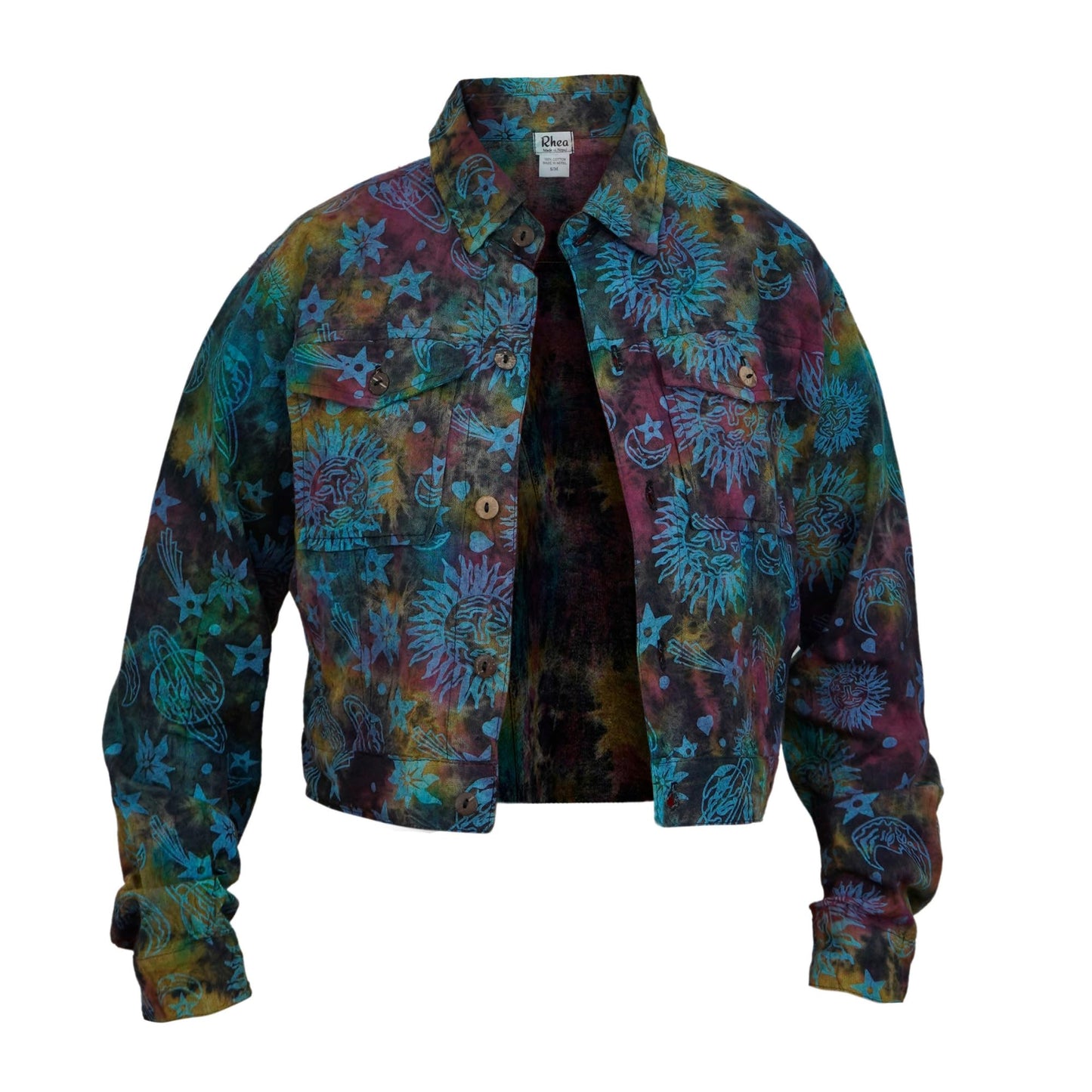 Womens Long Sleeve Tops Tie Dye Button Down Hippie Shirt