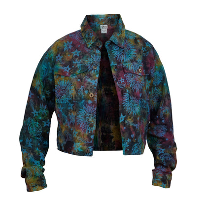 Womens Long Sleeve Tops Tie Dye Button Down Hippie Shirt