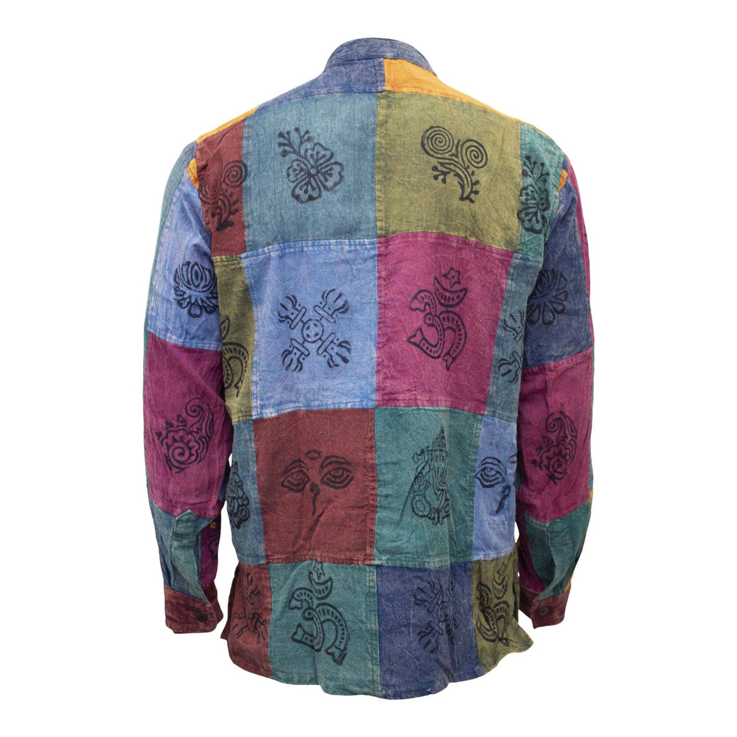 MEN HOLIDAY HIPSTER COLOURFUL TRADITIONAL PATCHWORK SHIRT