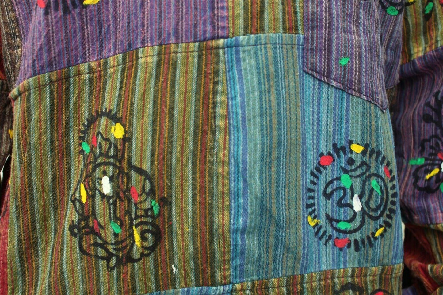 Men's Patchwork Stonewashed Lace Up Shirt