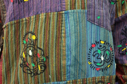 Men's Patchwork Stonewashed Lace Up Shirt