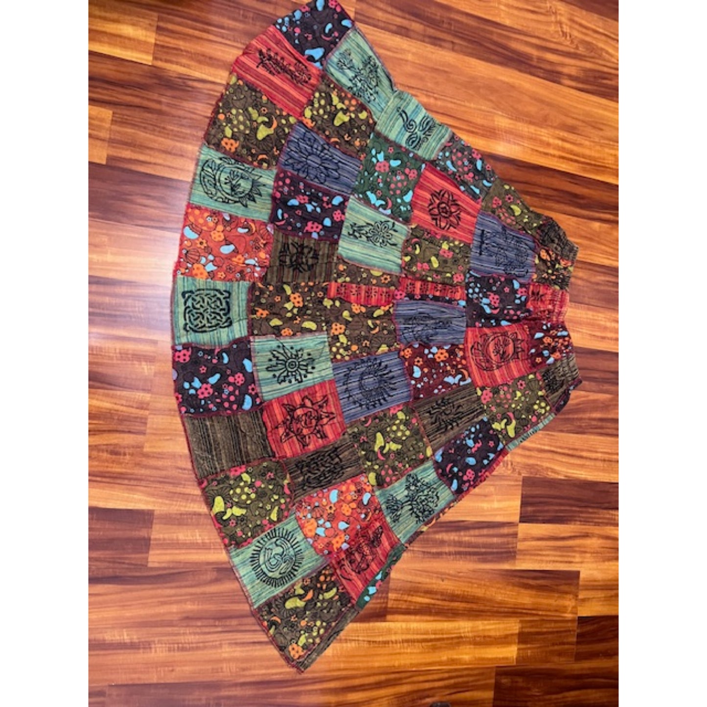 Women's Bohemian Cotton Patchwork Hippy Festival Gypsy Long Skirt