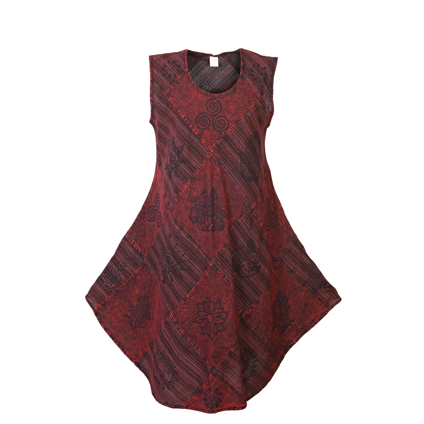 Women's Midi Boho Patchwork Print Sleeveless Hippy Festival Summer Dress