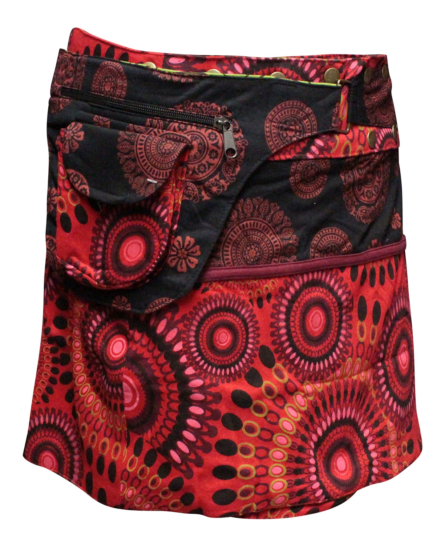 WOMEN REVERSIBLE BOTH SIDE WRAP ROUND HIPPIE POPPER SKIRTS