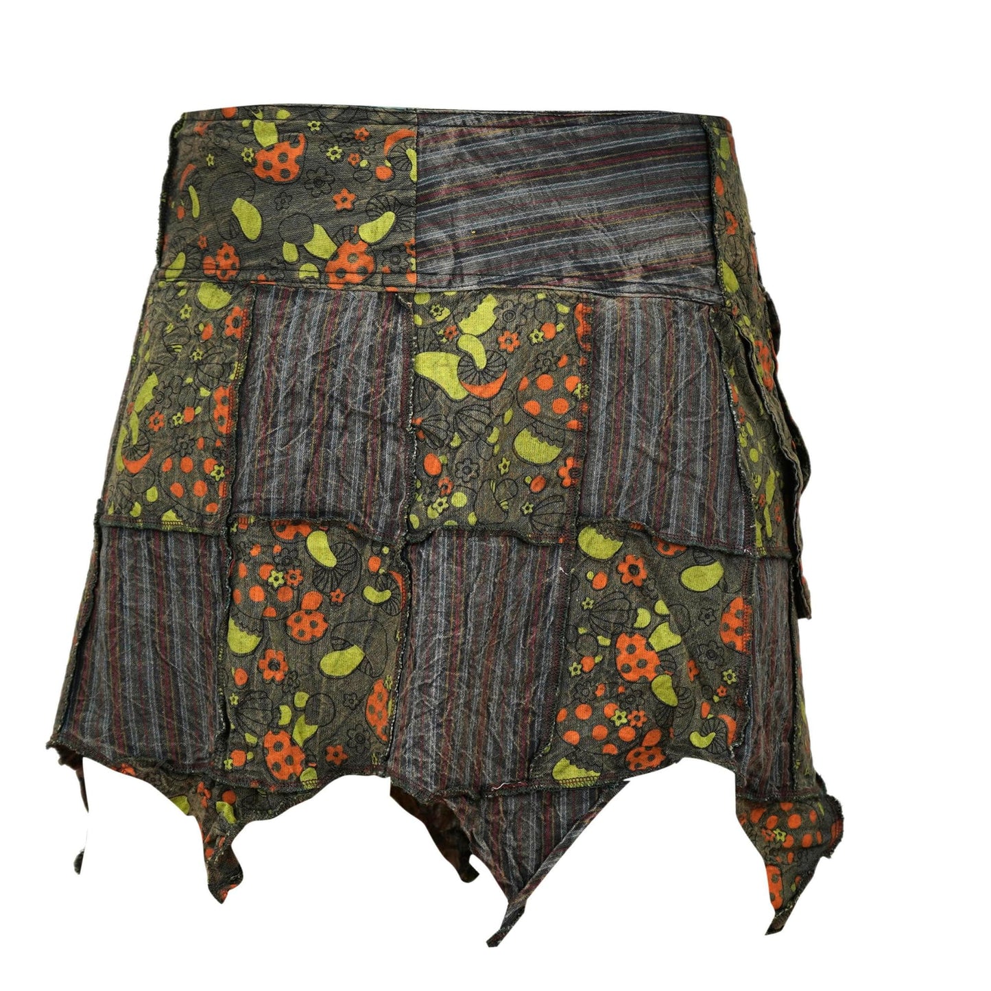 Women Hippie Popper Bohemian Mini Skirts with Hip Pockets