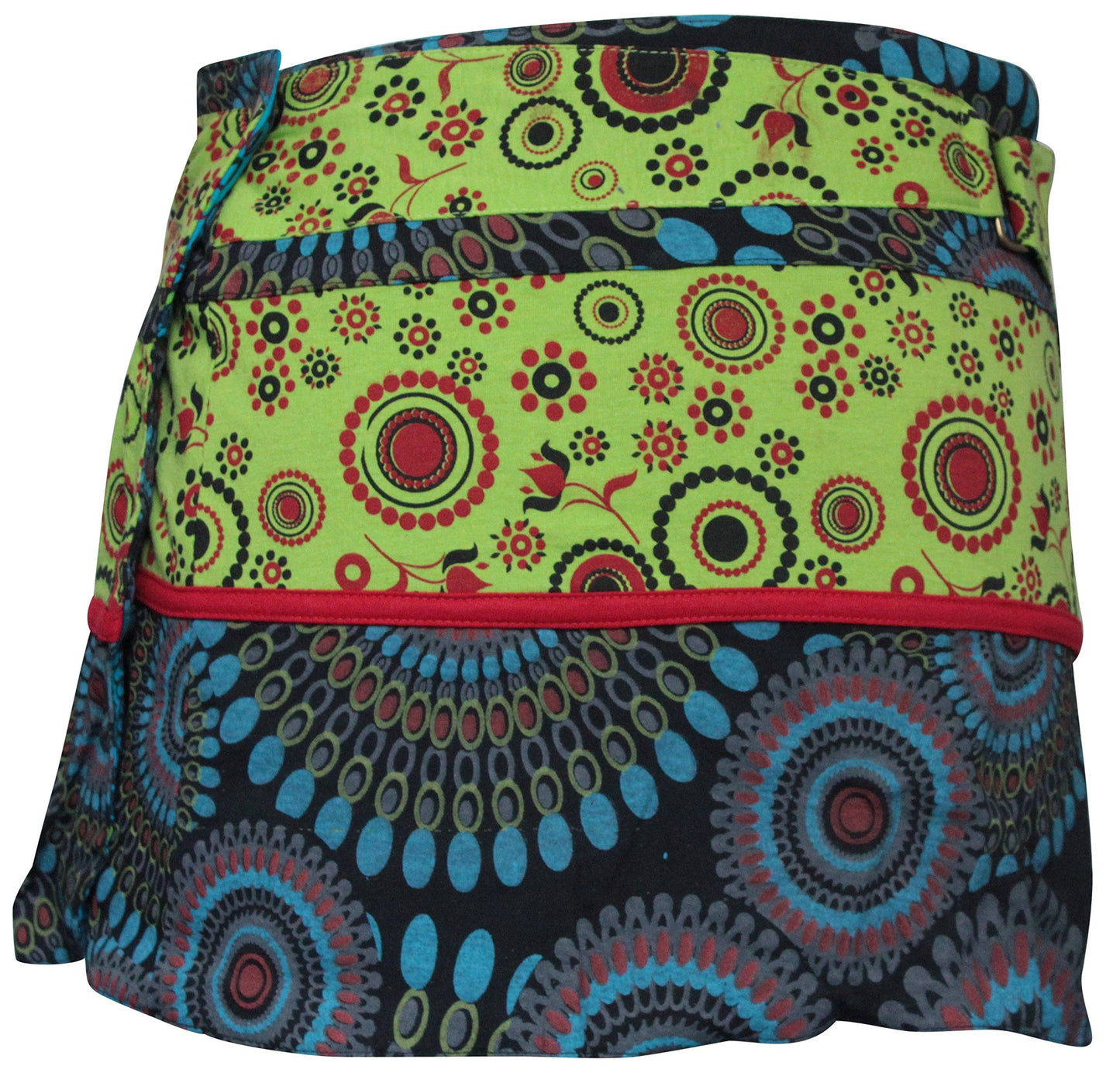 WOMEN REVERSIBLE BOTH SIDE WRAP ROUND HIPPIE POPPER SKIRTS