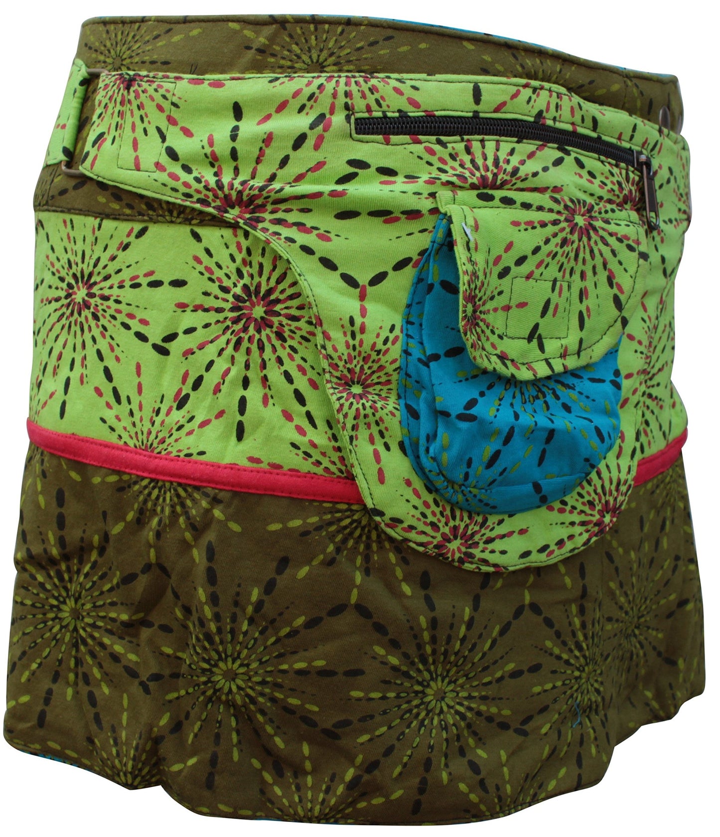 WOMEN REVERSIBLE BOTH SIDE WRAP ROUND HIPPIE POPPER SKIRTS