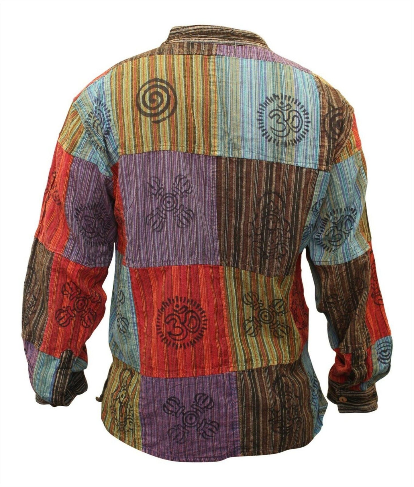 Men's Patchwork Stonewashed Lace Up Shirt