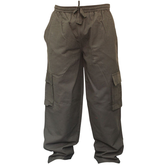 MENS PLAIN COLOUR HEMP HIPPIE COMBAT TROUSERS