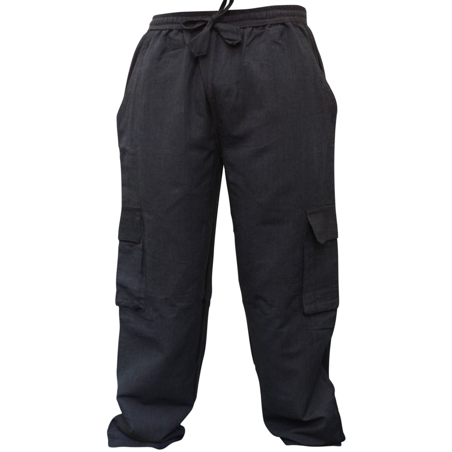 MENS PLAIN COLOUR HEMP HIPPIE COMBAT TROUSERS