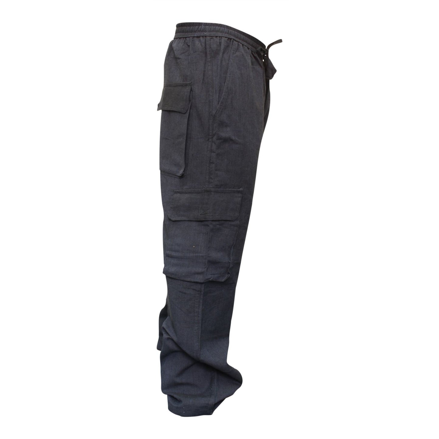MENS PLAIN COLOUR HEMP HIPPIE COMBAT TROUSERS