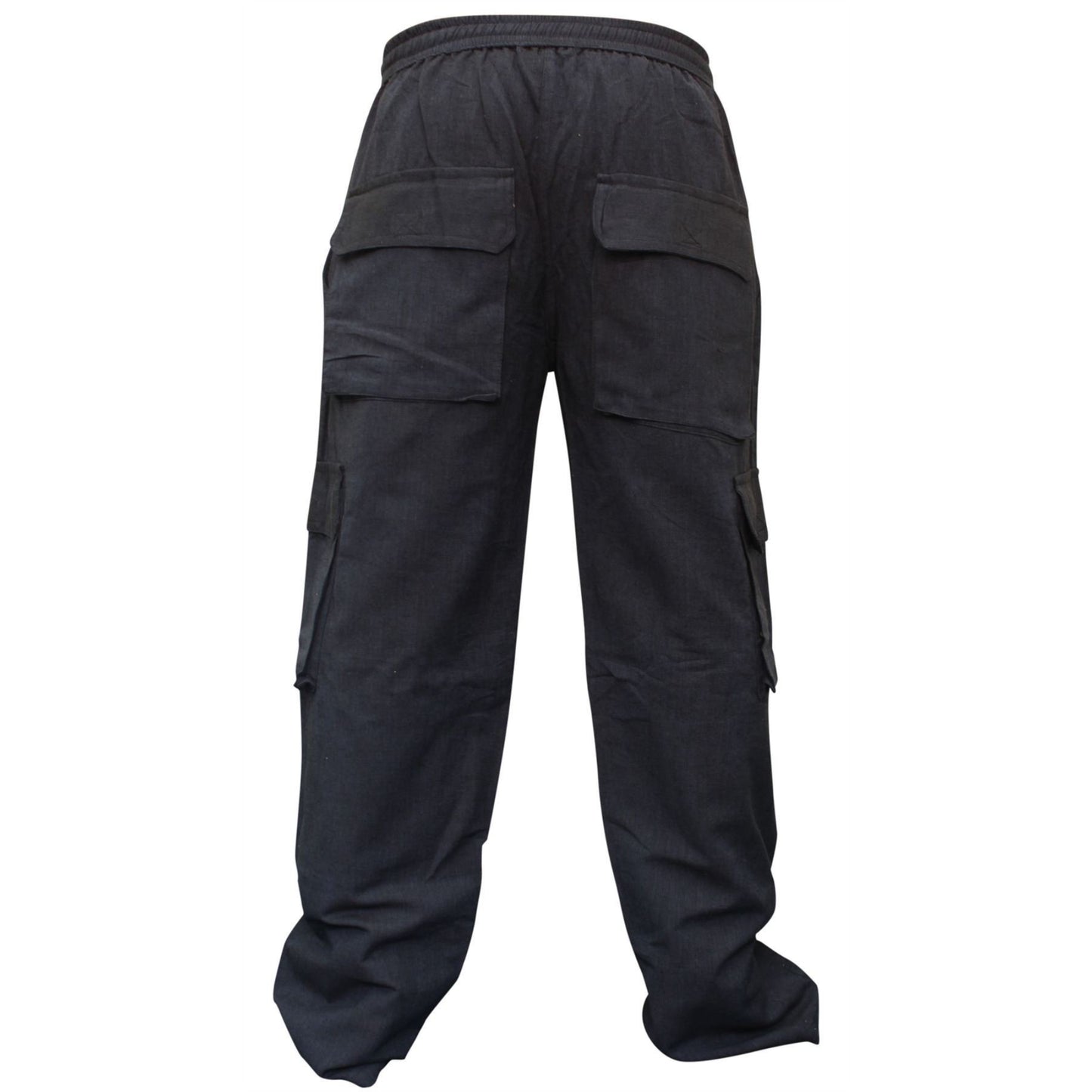 MENS PLAIN COLOUR HEMP HIPPIE COMBAT TROUSERS