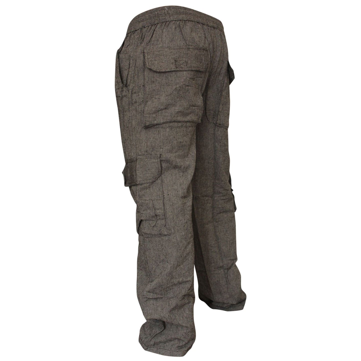 MENS PLAIN COLOUR HEMP HIPPIE COMBAT TROUSERS