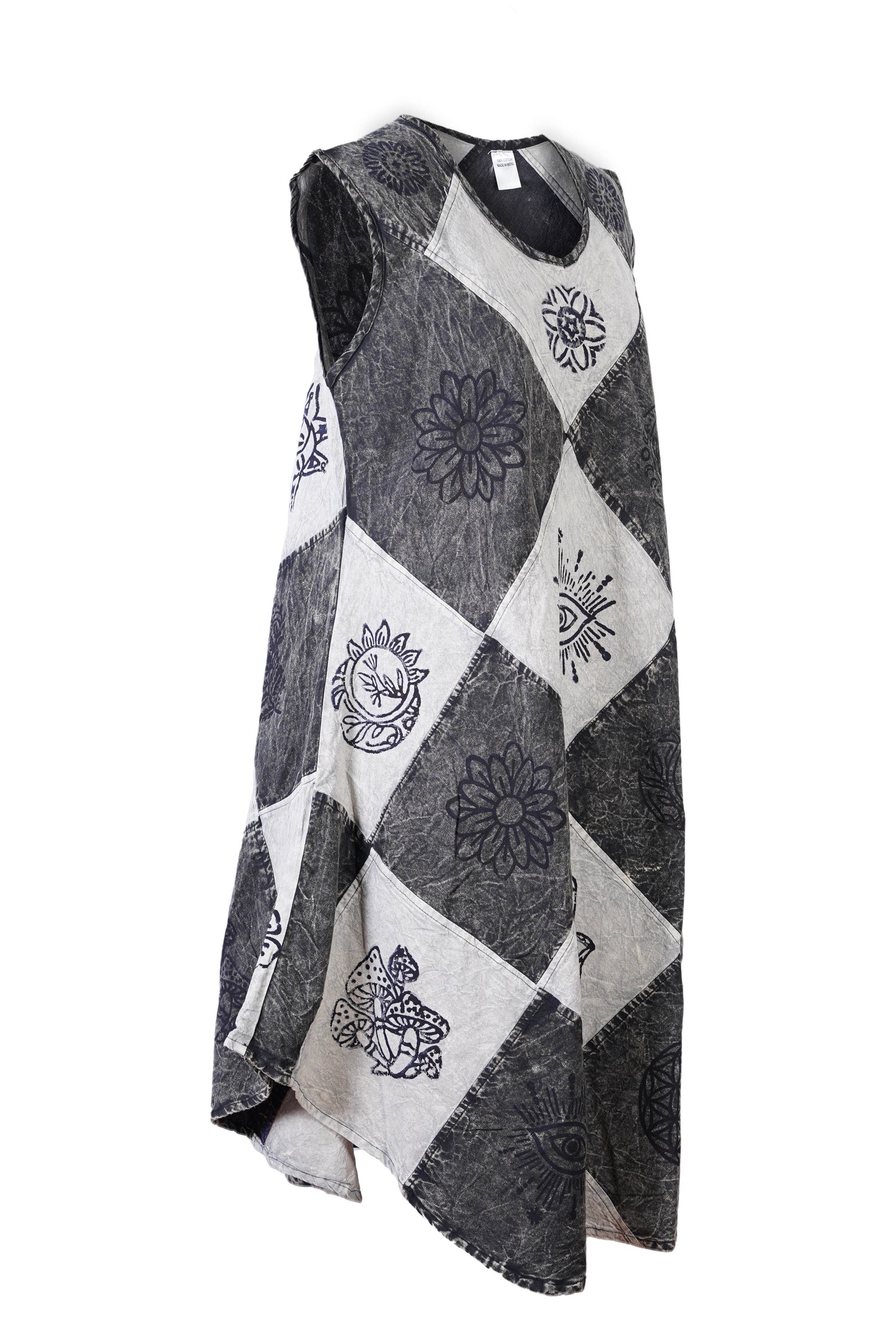 Women's Midi Boho Patchwork Print Sleeveless Hippy Festival Summer Dress