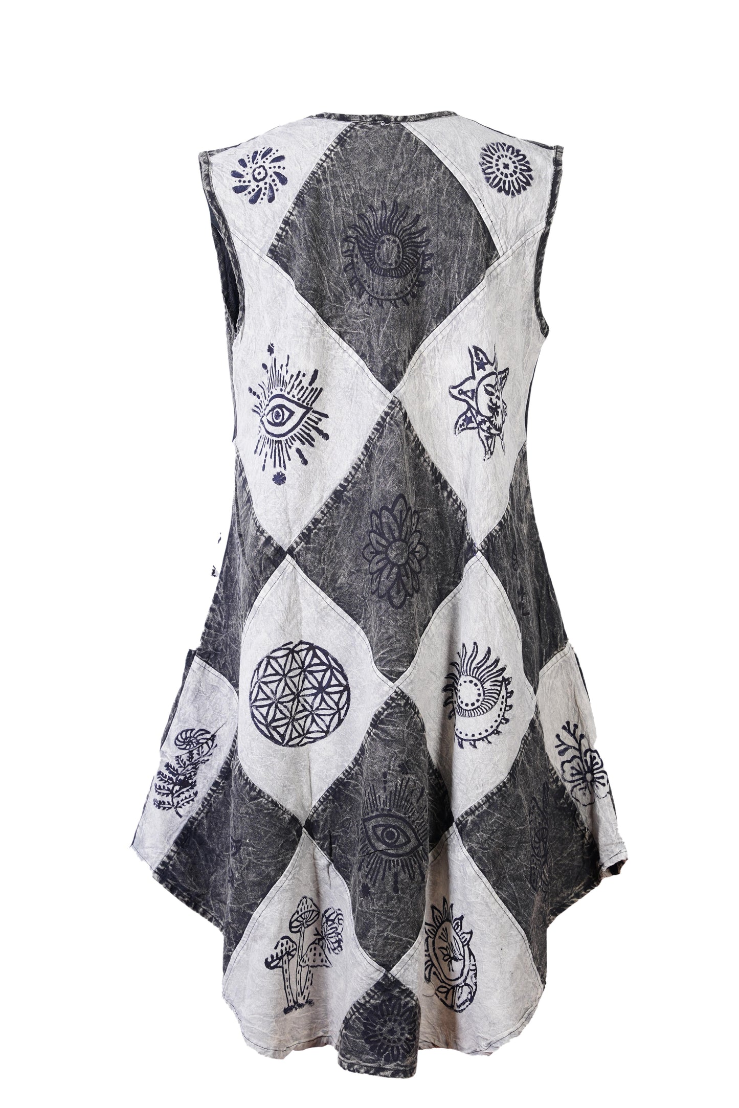 Women's Midi Boho Patchwork Print Sleeveless Hippy Festival Summer Dress