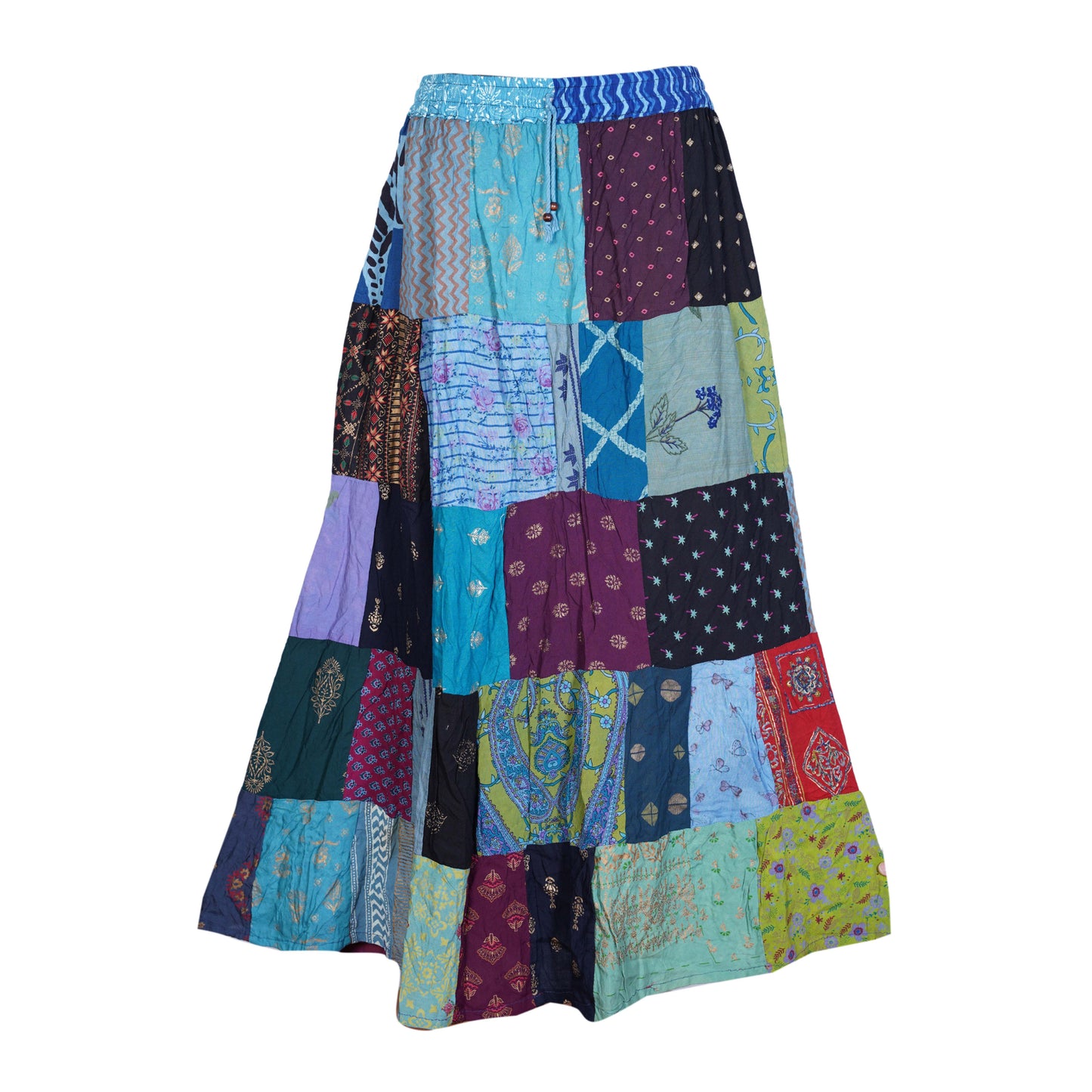 Women's Bohemian Cotton Patchwork Hippy Festival Gypsy Long Skirt