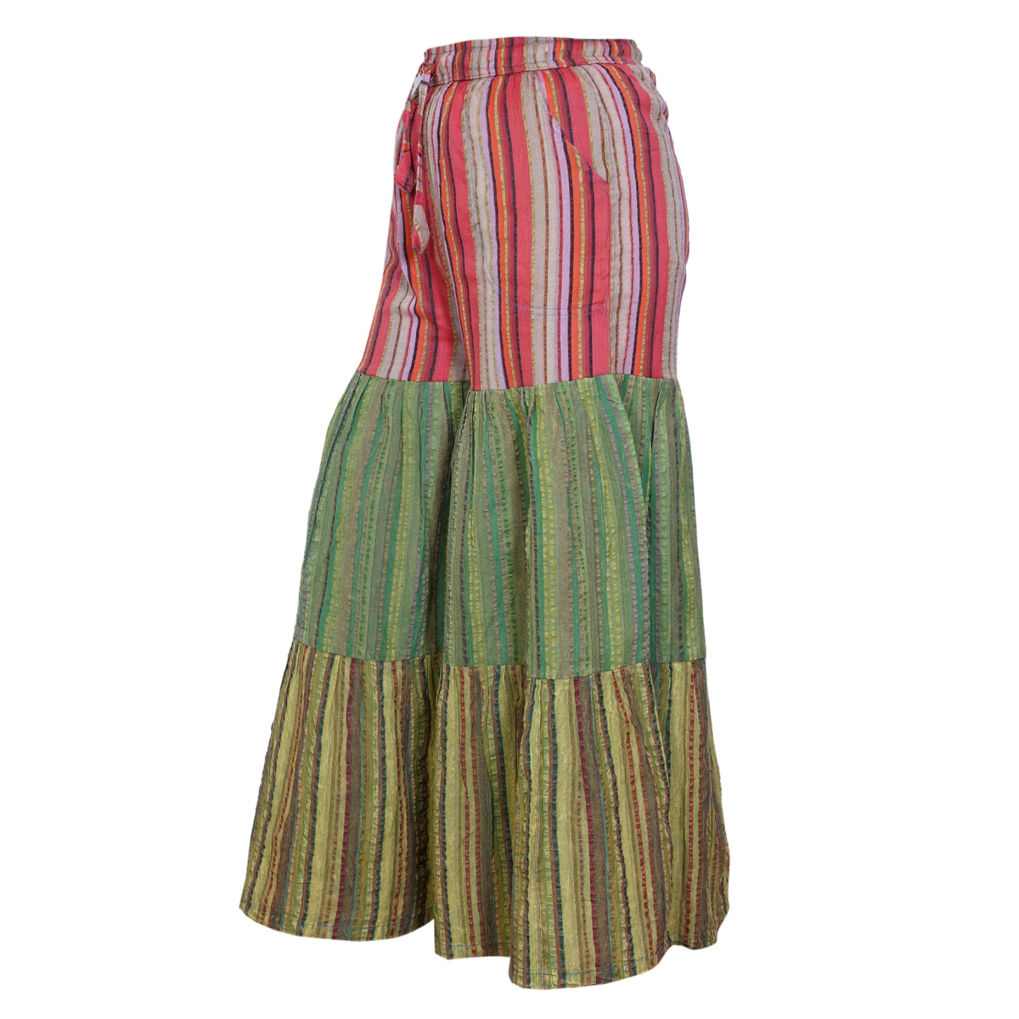 Women’s Cotton Boho Patchwork Elastic Waist Wide Leg Palazzo Pants