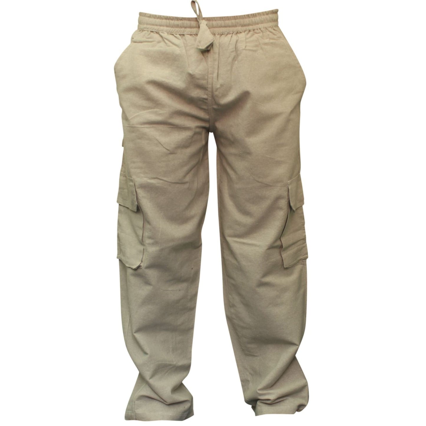 MENS PLAIN COLOUR HEMP HIPPIE COMBAT TROUSERS
