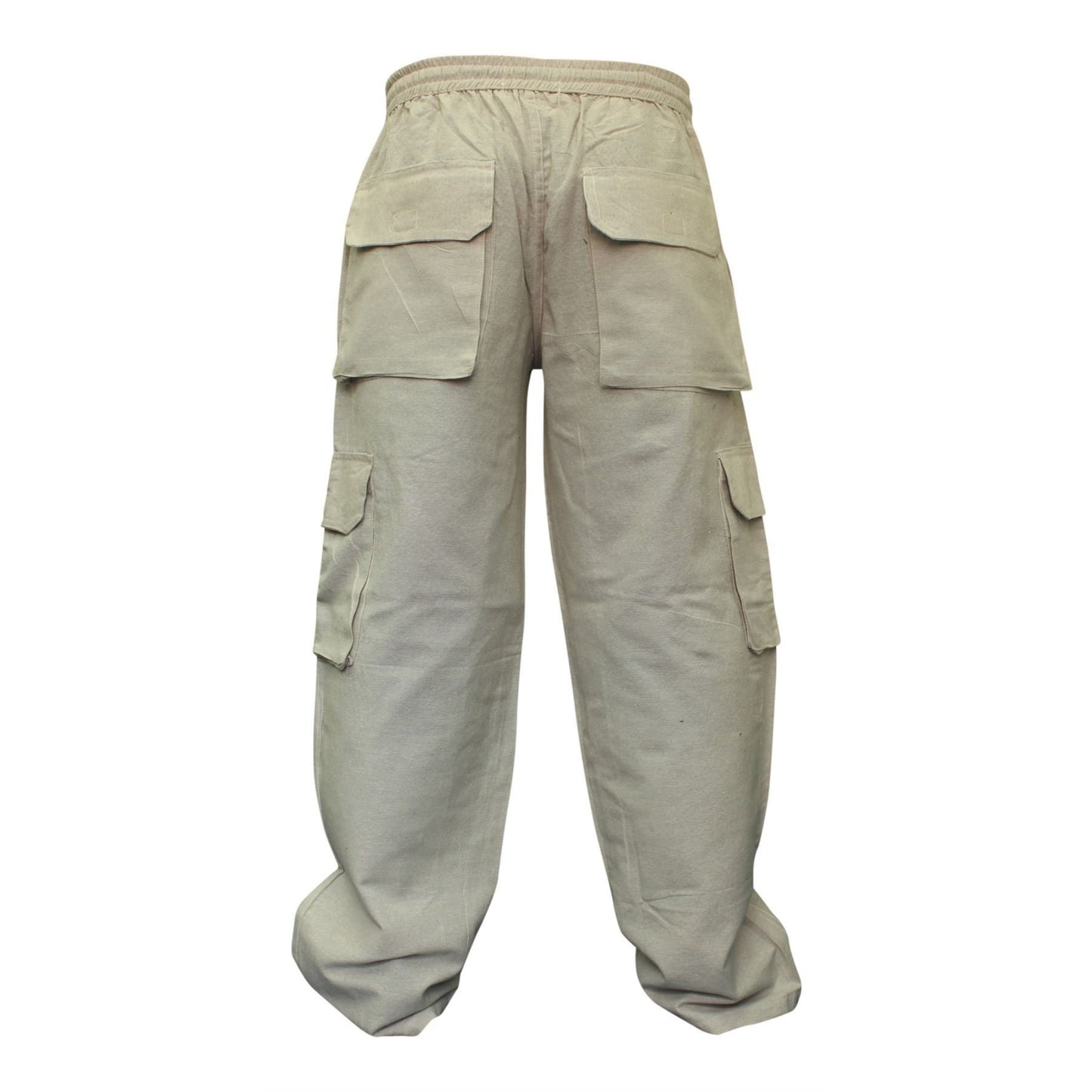 MENS PLAIN COLOUR HEMP HIPPIE COMBAT TROUSERS