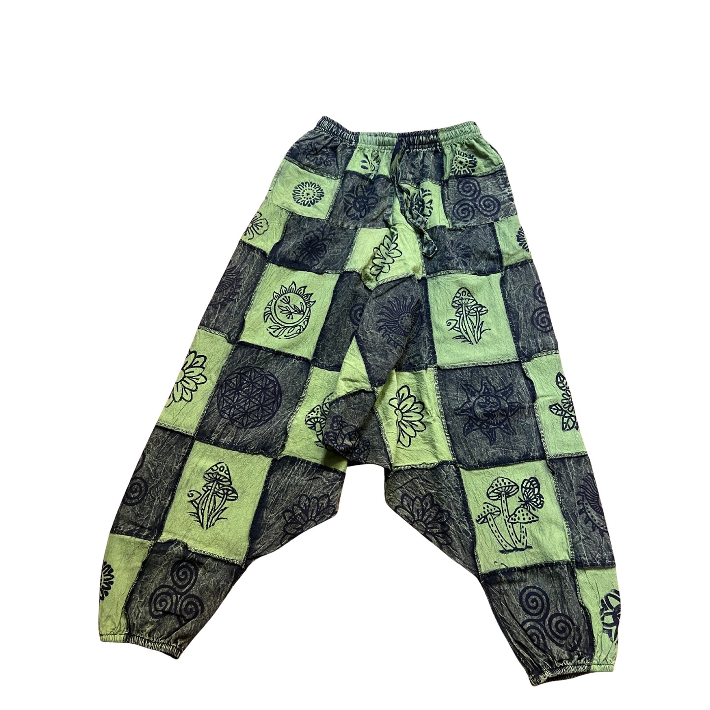 Mens Hippy Patchwork Trouser Lightweight Cotton Boho Festival Summer Harem Pants