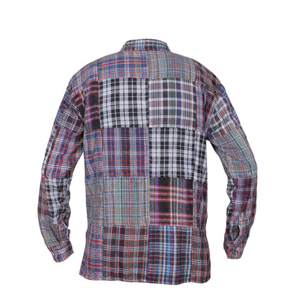 Men's Patchwork Casual  Button Down Kurta Checkered Cotton Hippie Grandad Shirts