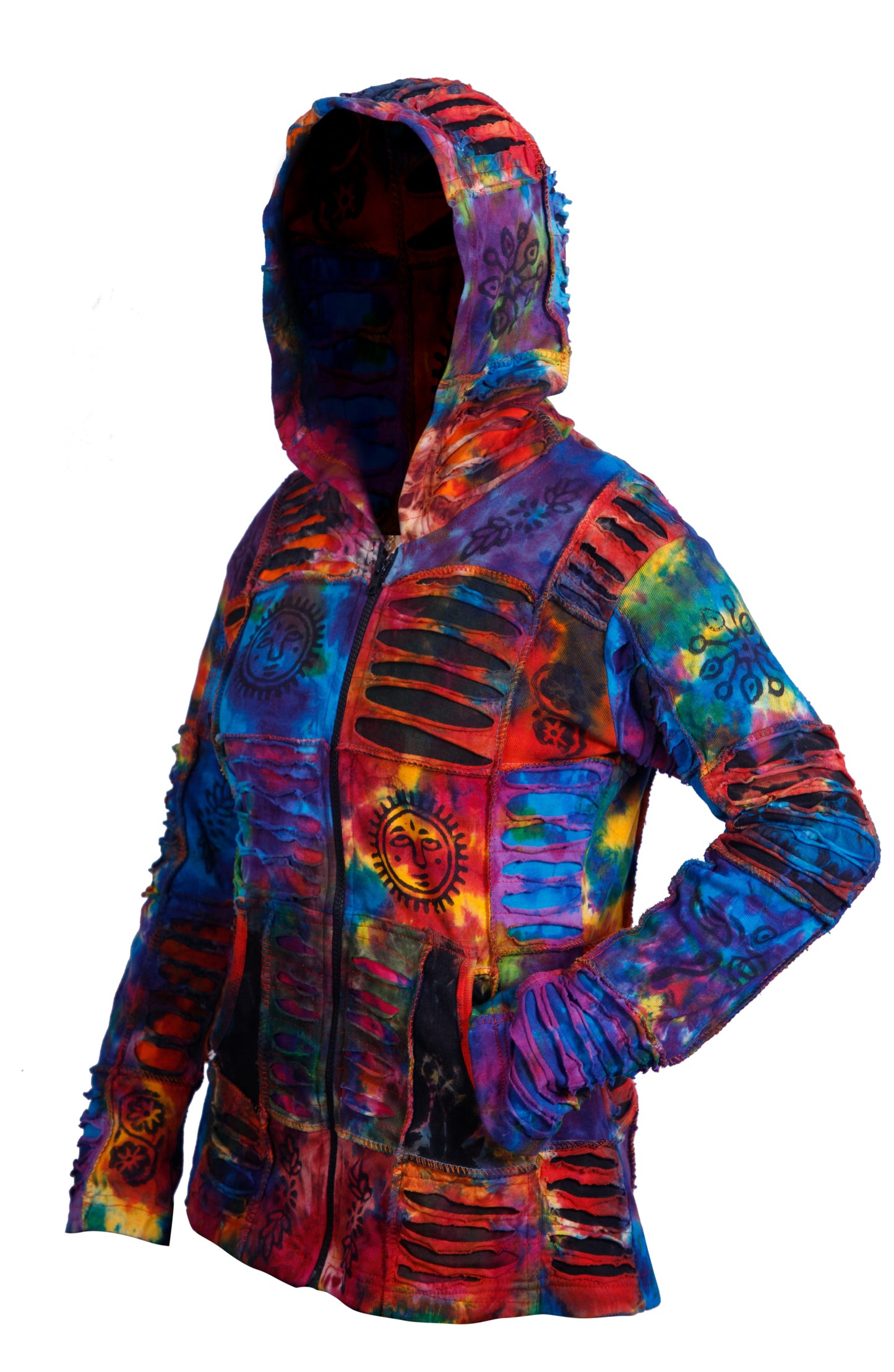 Women's Tie-Dye Cotton Stylish Festival Hippy Ribbed Hoodie