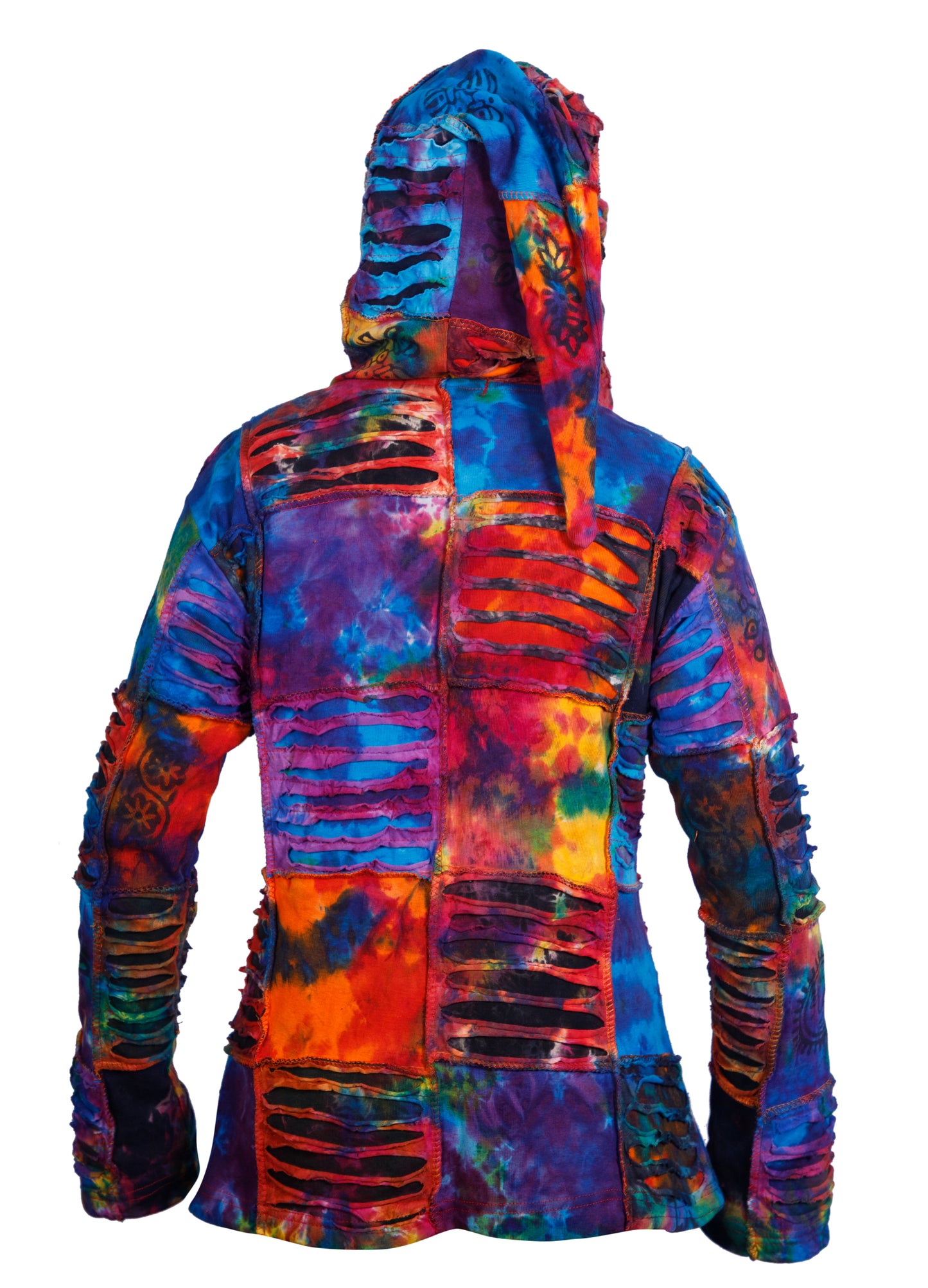 Women's Tie-Dye Cotton Stylish Festival Hippy Ribbed Hoodie