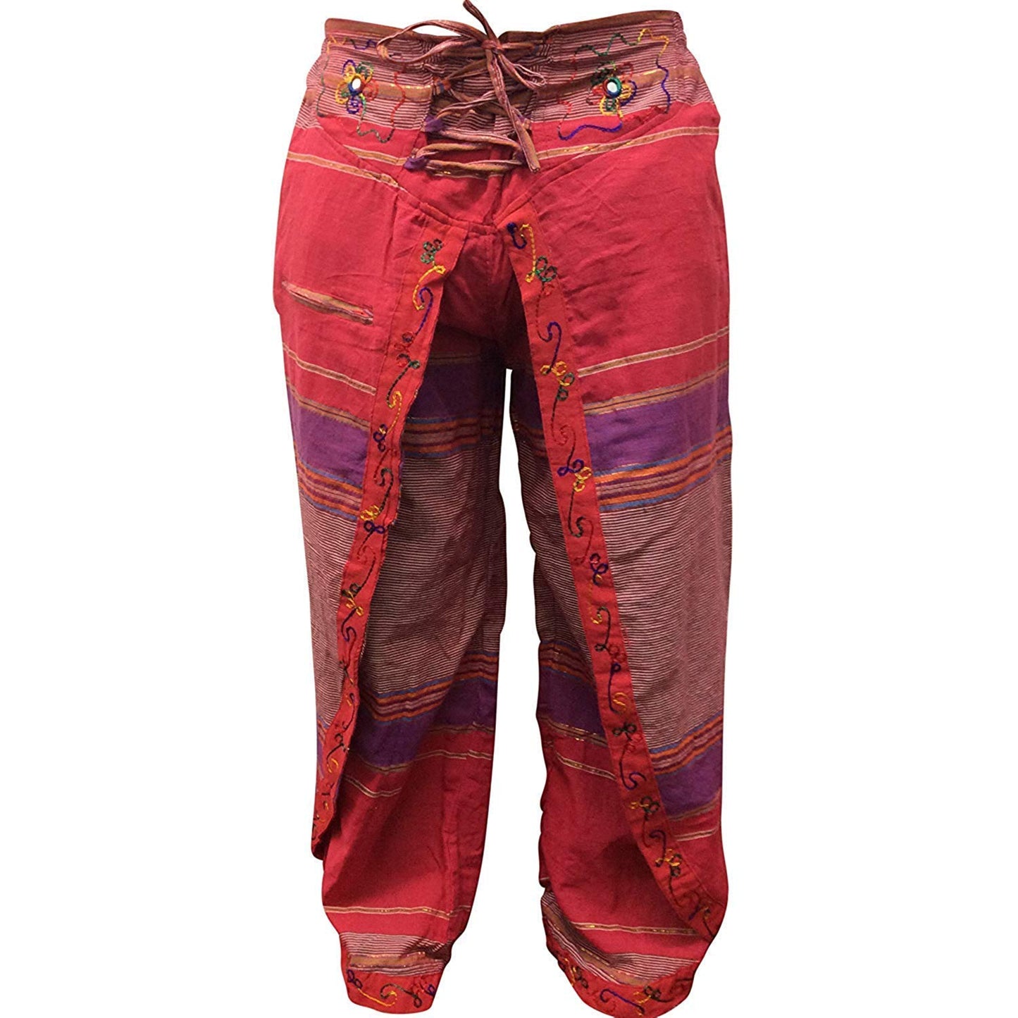 WOMEN MULTICOLOURED HIPPIE WRAP TROUSER PANTS