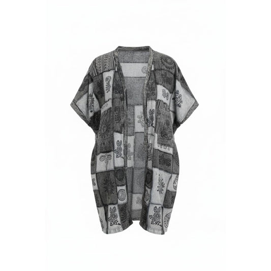 Women's Handmade Patchwork Cotton Short Sleeve Open Front Boho Lightweight Festival Hippie Summer Shirt