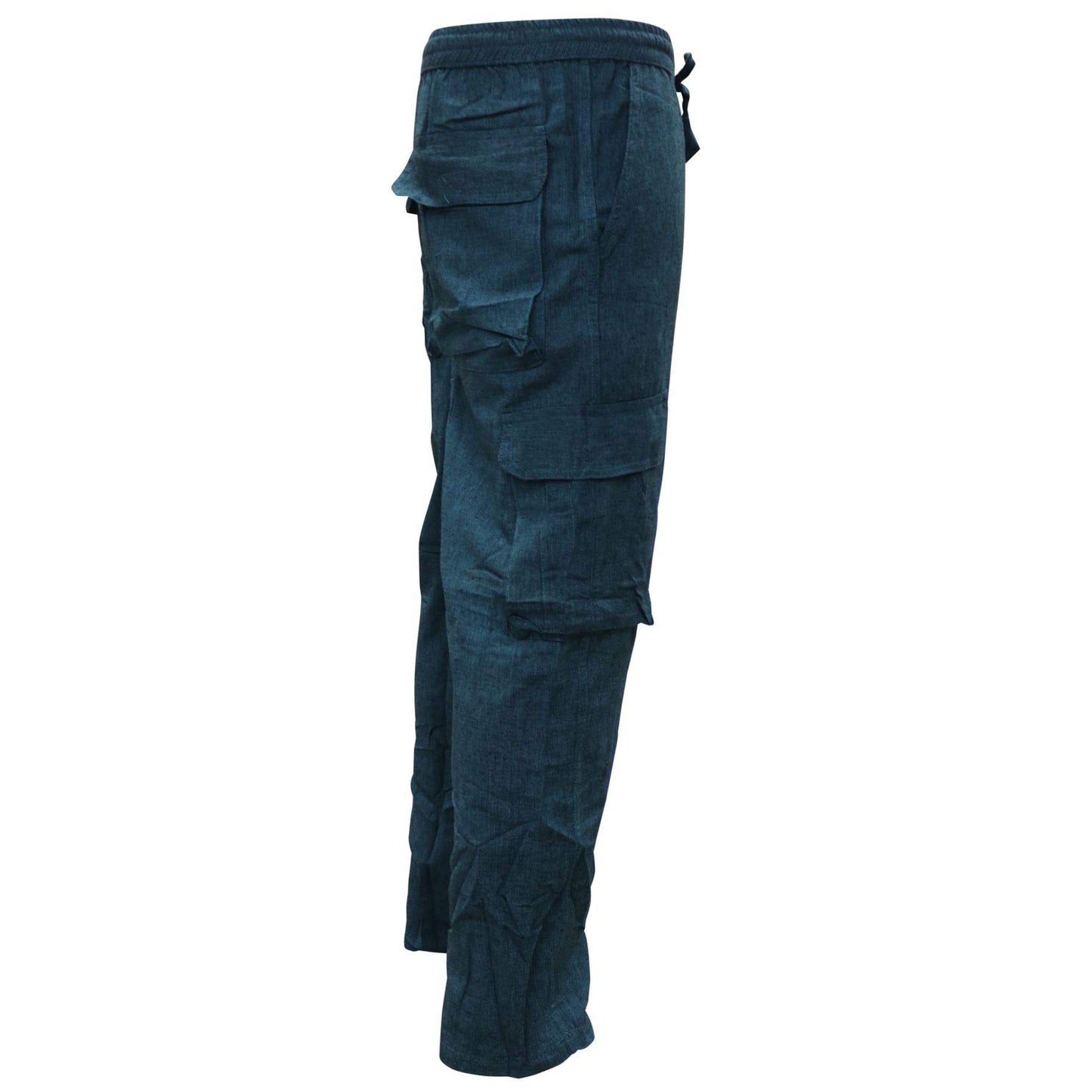 MENS PLAIN COLOUR HEMP HIPPIE COMBAT TROUSERS