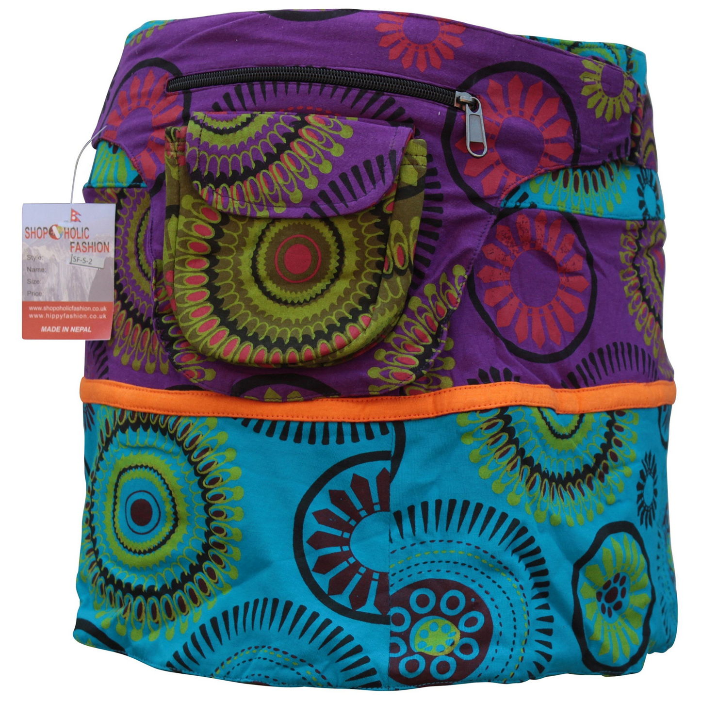 WOMEN REVERSIBLE BOTH SIDE WRAP ROUND HIPPIE POPPER SKIRTS