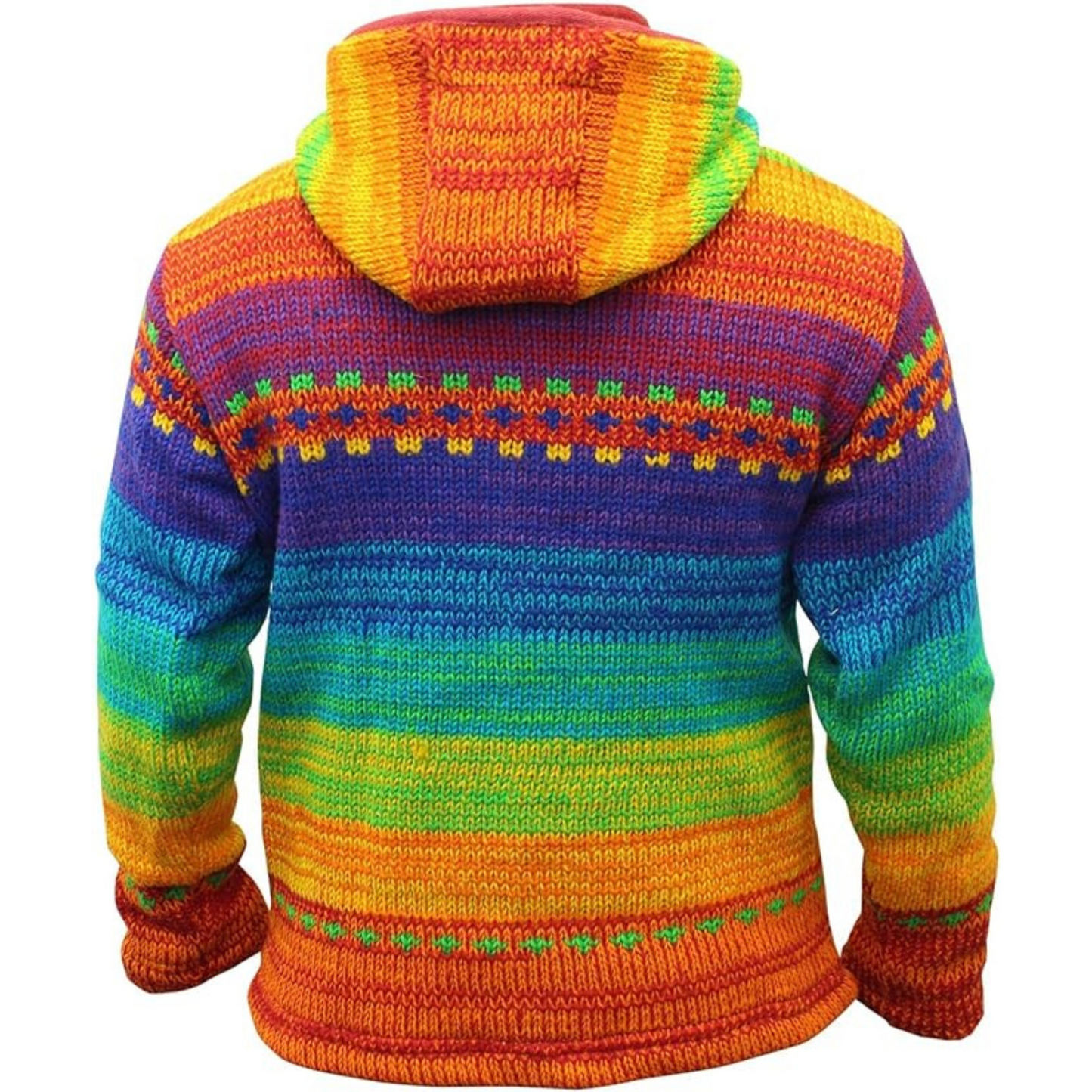 Mens Rainbow Tie Dye High Neck Woollen Winter Jacket