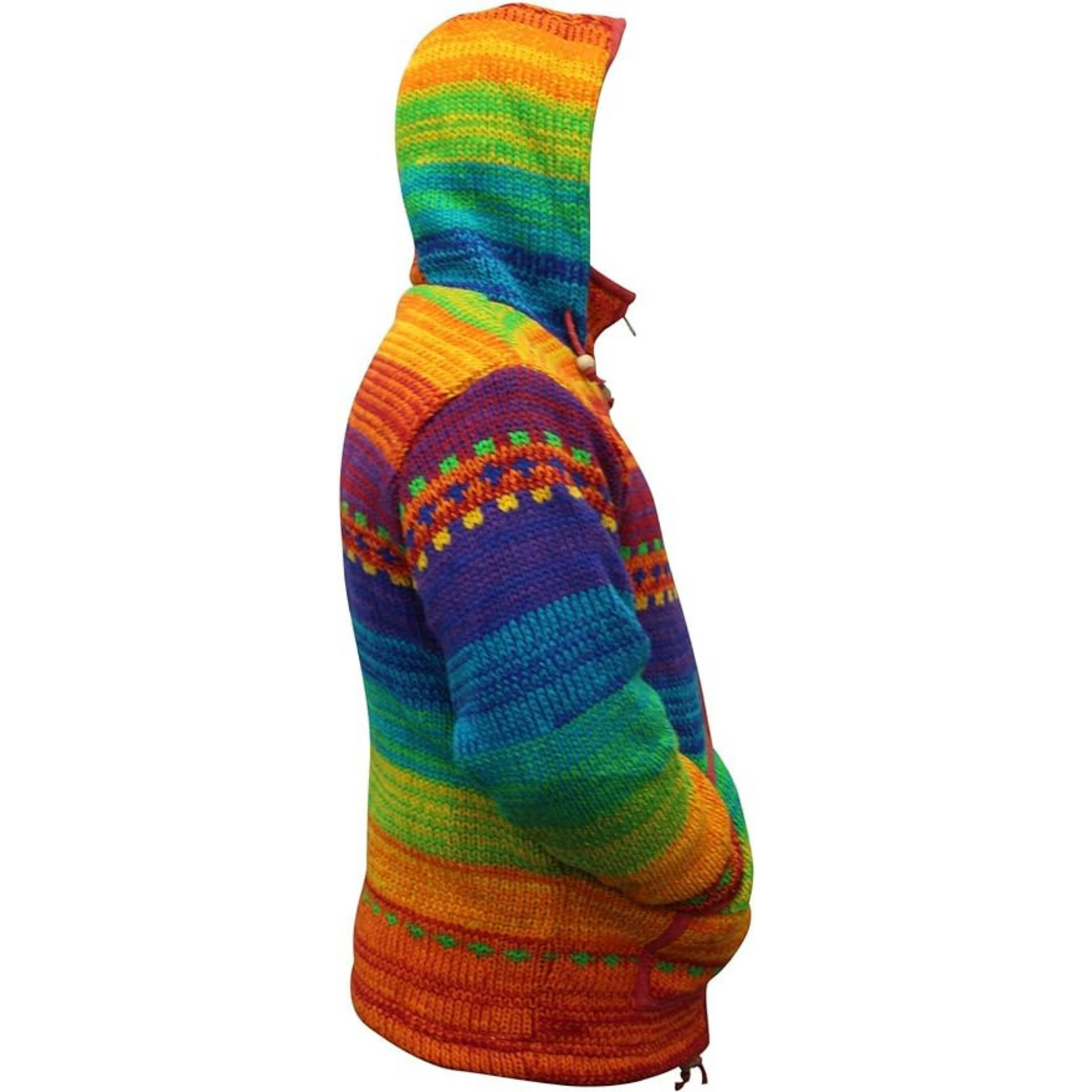 Mens Rainbow Tie Dye High Neck Woollen Winter Jacket
