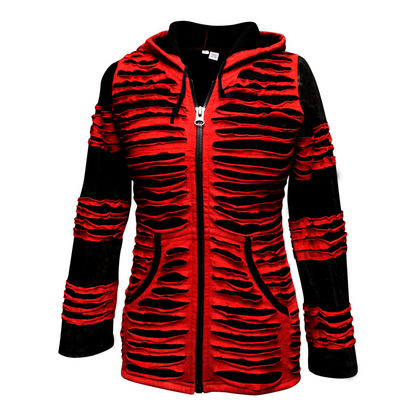Women Slashed Gothic Razor Cut Hooded Hippie Jacket