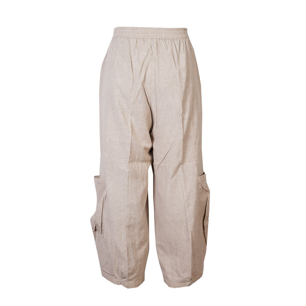 Men's Casual Relaxed Fit Elastic Waist Hippie Cotton Cargo Trouser
