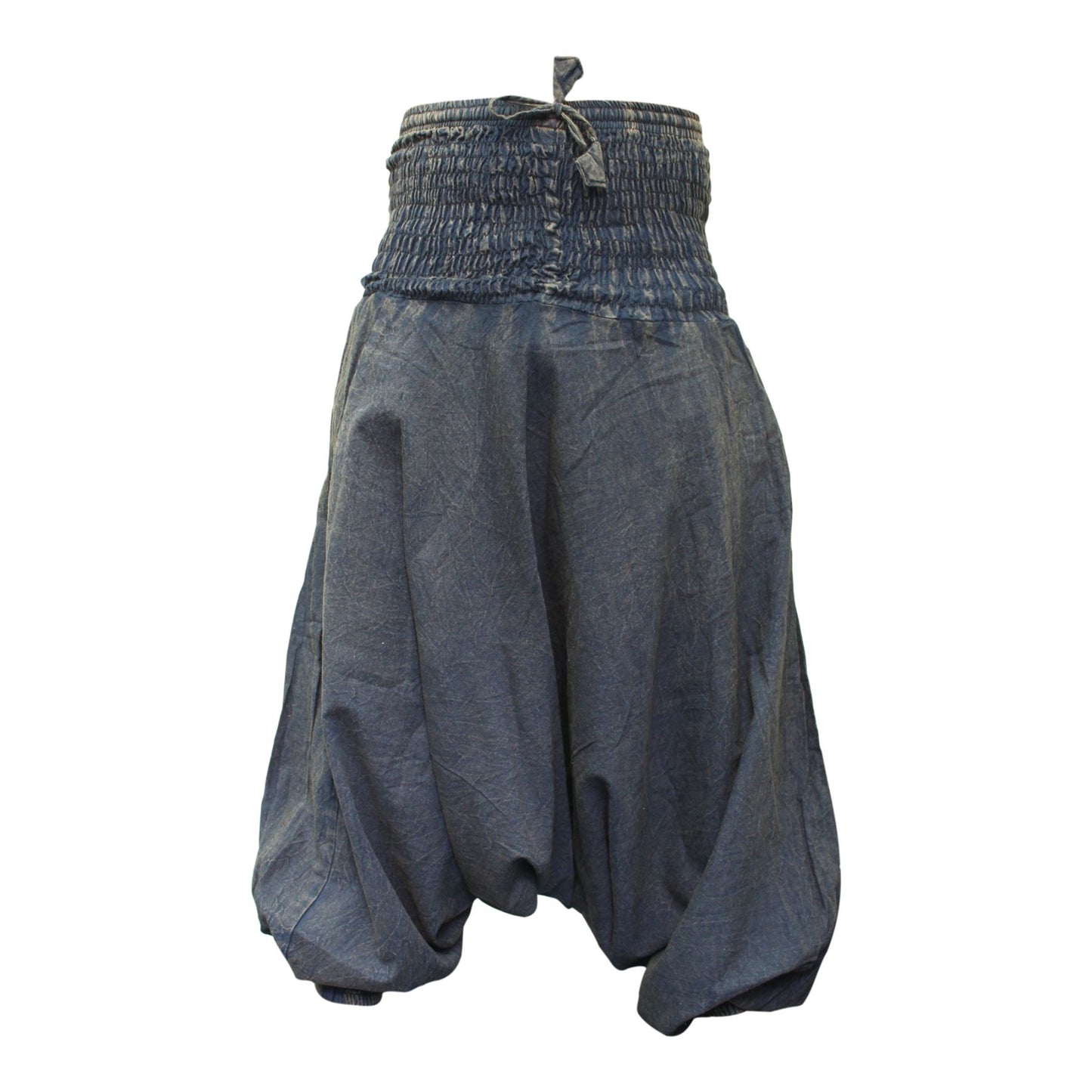 WOMEN STONEWASHED LOOSE FIT PLAIN HIPPIE HAREM TROUSER