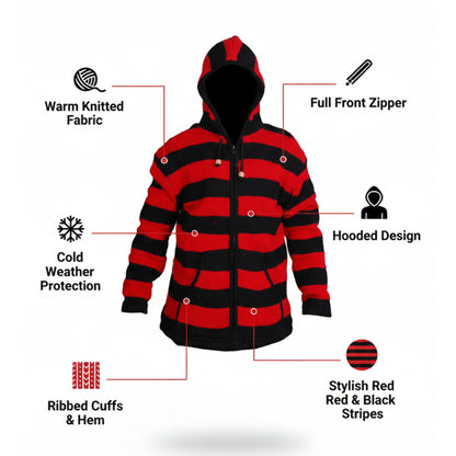 Men's Striped Zip Up Hooded Jacket