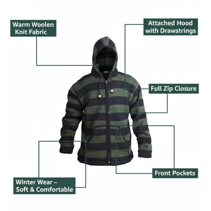 Men's Striped Zip Up Hooded Jacket