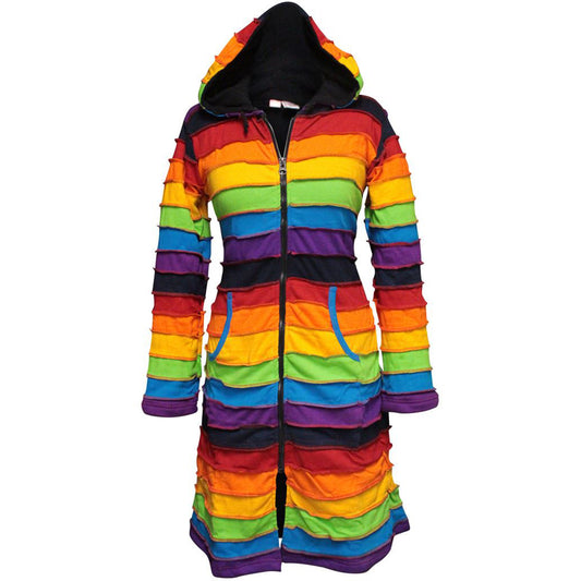 Women's Fleece Lined Knee Length Rainbow Jacket