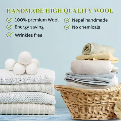 Wool Dryer Balls - 1000+ Loads - Pure Organic Wool - Reusable Natural Fabric Softener Perfect with Essential Oils, Reduce Clothing Static and Wrinkles