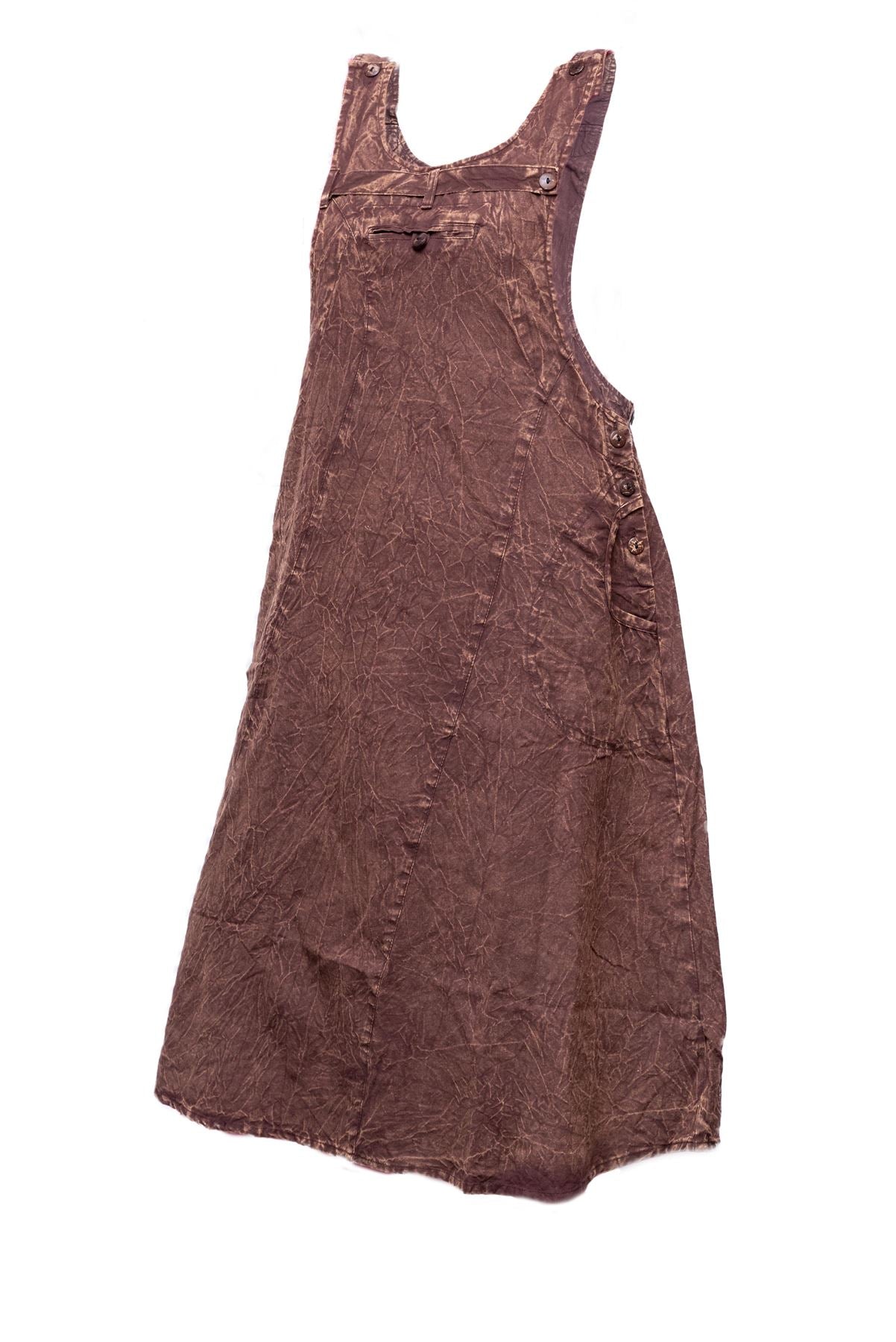 These 100% cotton, stonewashed pinafore dress is a classic design in an everyday styles that work anywhere and is very comfortable and stylish. It features 2 deep pockets and are a regular fit and comfortable to the body. They are very versatile, functional, and comfortable to wear. This lightweight breathable and comfortable pinafore dress with soft fabric can be layered with leggings and long sleeve tops for extra warmth. Available in Green, Orange, Black, Brown