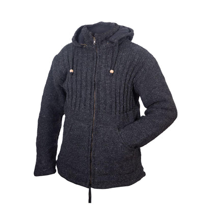 Men's Woolen High Neck Fleece Lined Camping Warm Jacket