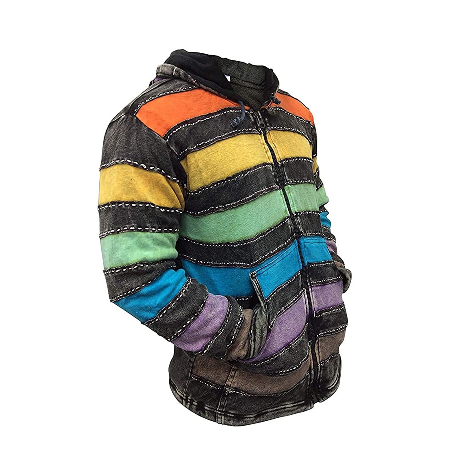 Men's Rainbow Striped Zip Up Hoodie
