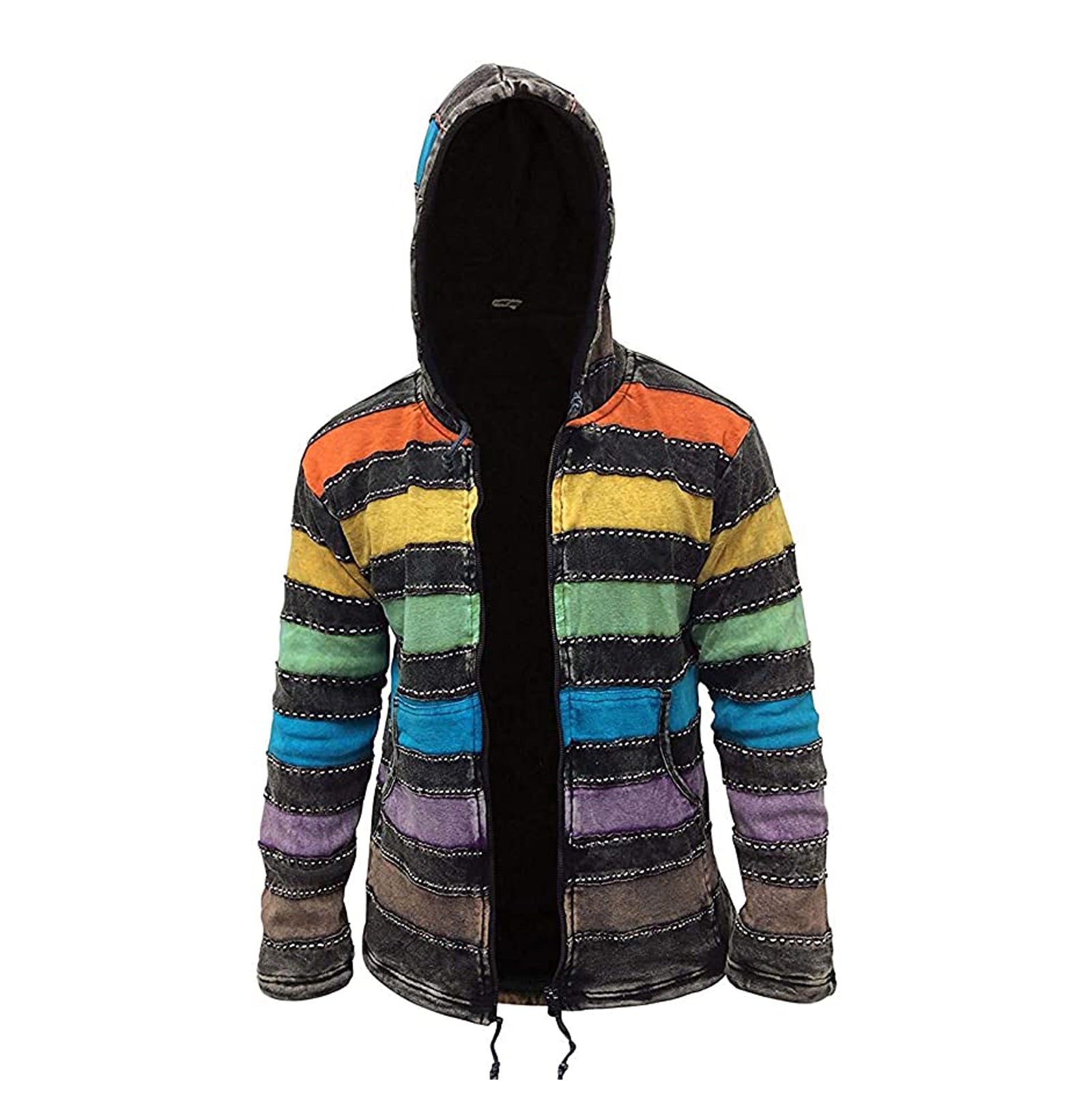 rainbow striped zip up hoodie