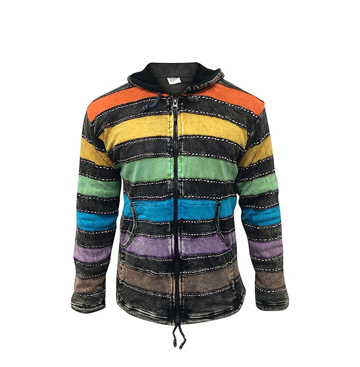 Men's Rainbow Striped Zip Up Hoodie